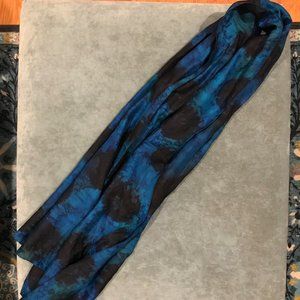 Silky Blue and Black Scarf
